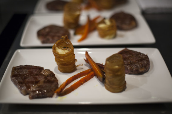 "Pewter Valley Provisions" old and new Herr Angus Farm rib eye, Tuscarora Farms maroon carrot, pomme puree